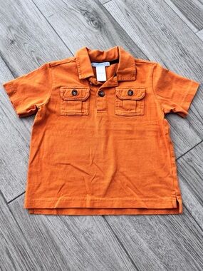 Janie and Jack Orange Short-Sleeve Polo with Chest Flap Pockets, Size 2T